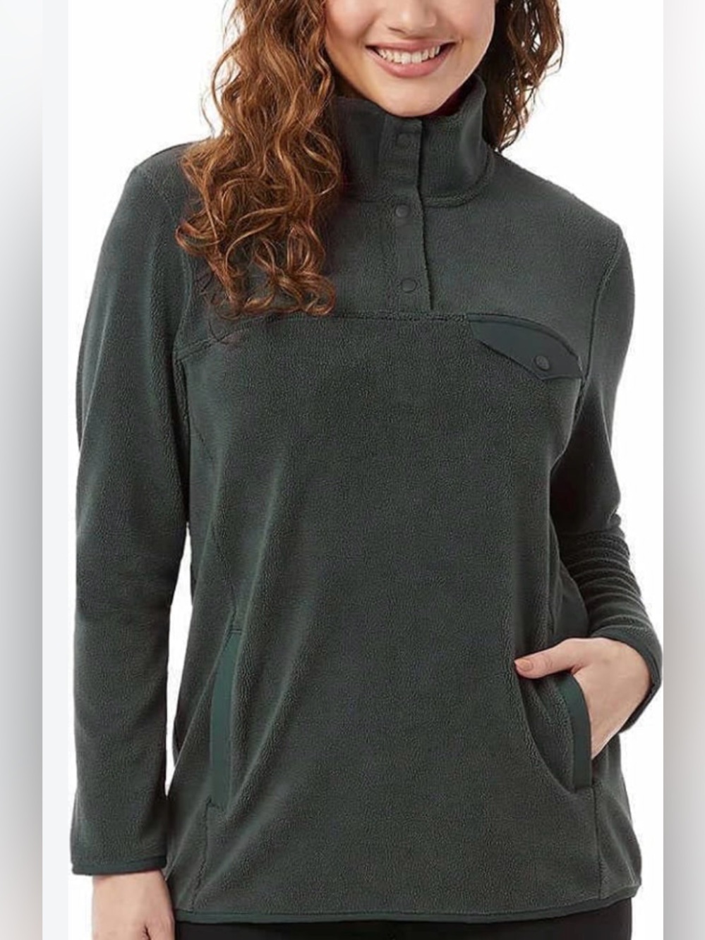 NWT 32 Degrees Heat Basil Green Arctic Fleece Mock Neck Pullover Sweatshirt XXL
